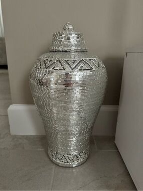 Silver Mosaic Decorative Jar - Home Accents